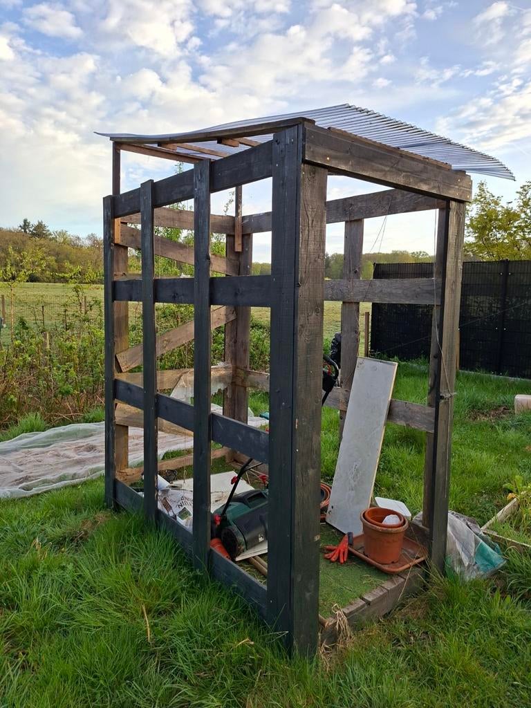 Tuinkast, omgebouwde pallet, gebruikt als broeikas, Tuin en Terras, Bergingen en Tuinkasten, Ophalen, Gebruikt, Hout, Overige typen