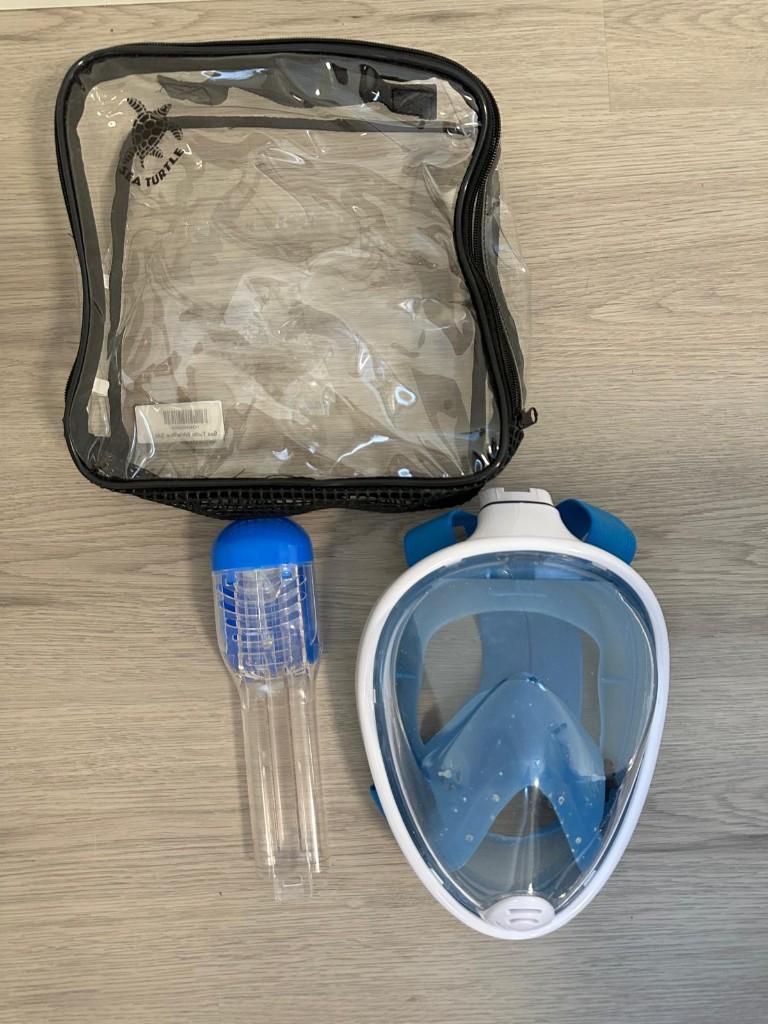 Sea Turtle Full Face Mask - Snorkelmasker - S/M Wit/Blauw, Ophalen, Zo goed als nieuw, Snorkelmasker