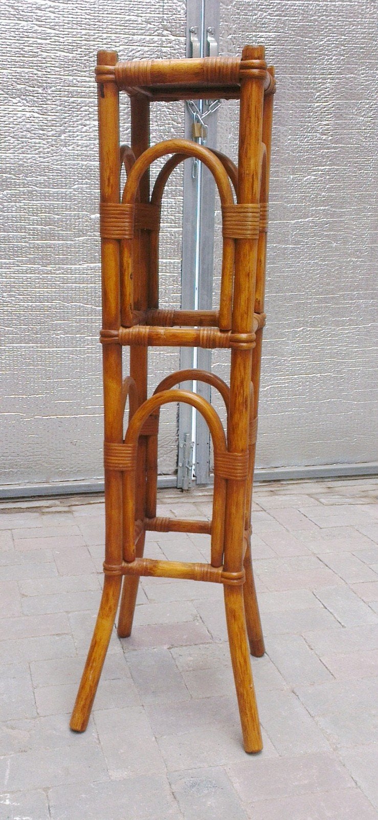 Hoge, vintage, rotan/manou plantentafel, Rohé jaren 70, Ophalen, Zo goed als nieuw