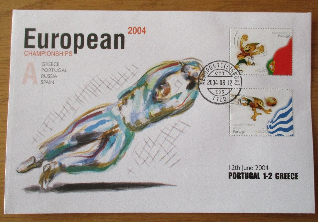 Portugal, FDC EK Voetbal 2004, Portugal-Griekenland, Verzenden, Gestempeld, Sport