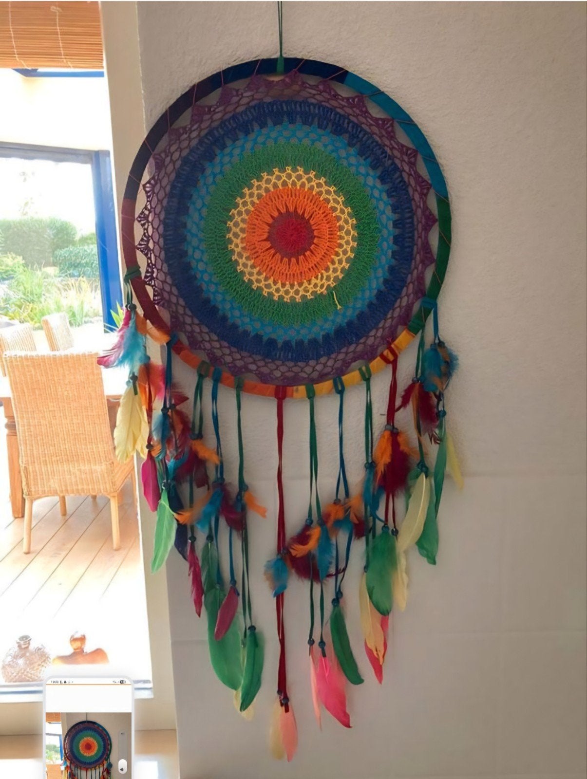 Grote Kleurrijke Dromenvanger, Huis en Inrichting, Decoratieobject, Ophalen of Verzenden, Zo goed als nieuw, 42 cm