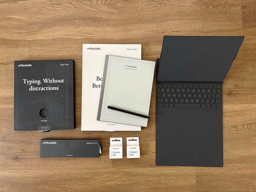 Remarkable 2 met Type Folio, Marker Plus & 12 Marker Tips, Computers en Software, Ophalen, 8 GB, Touchscreen, Zo goed als nieuw