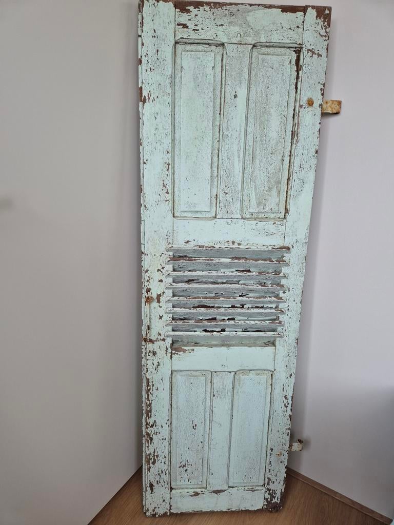 Uniek zwaar brocante louvre paneel mintgroen, Ophalen