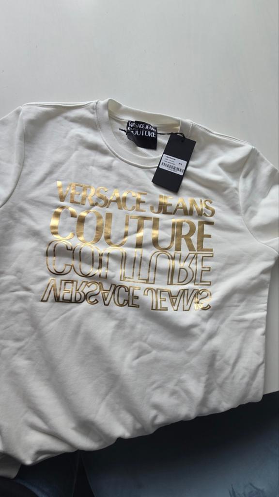 Versace Jeans Couture Sweatshirt Wit Goud - Nieuw XL, Wit, Ophalen of Verzenden, Versace Jeans Couture, Maat 56/58 (XL)