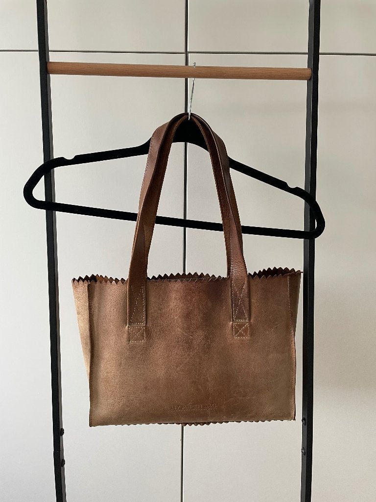 Myomy paperbag klein, Ophalen of Verzenden, Gebruikt, Bruin, Handtas