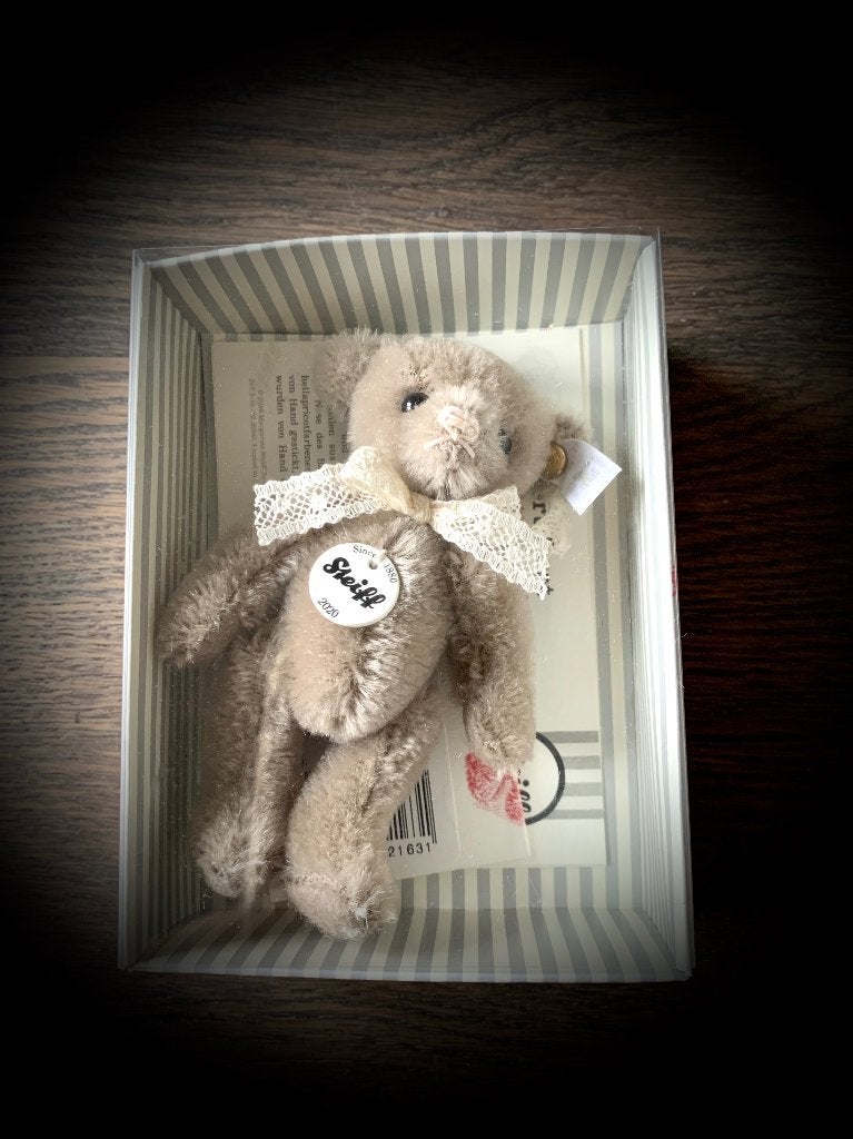 Mohair Steiff Teddybeer Teddy Beer Knopf im Ohr grijs knop, Verzenden, Nieuw, Stoffen beer, Overige merken