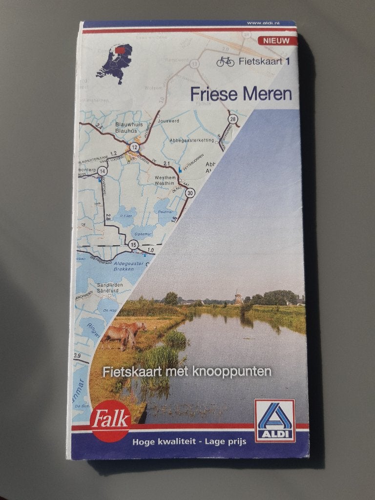 Friesland, fietskaart Friese Meren, 1:50.000, 2015, € 2,=, Boeken, Atlassen en Landkaarten, 1800 tot 2000, Nederland, Falk, Ophalen of Verzenden