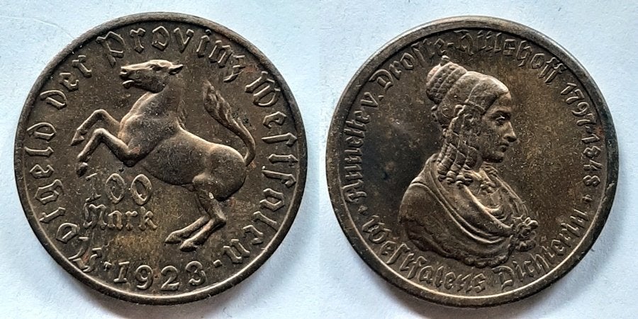 Westfalen 100 Mark 1921 Droste-Hulshoff, Verzenden, Duitsland