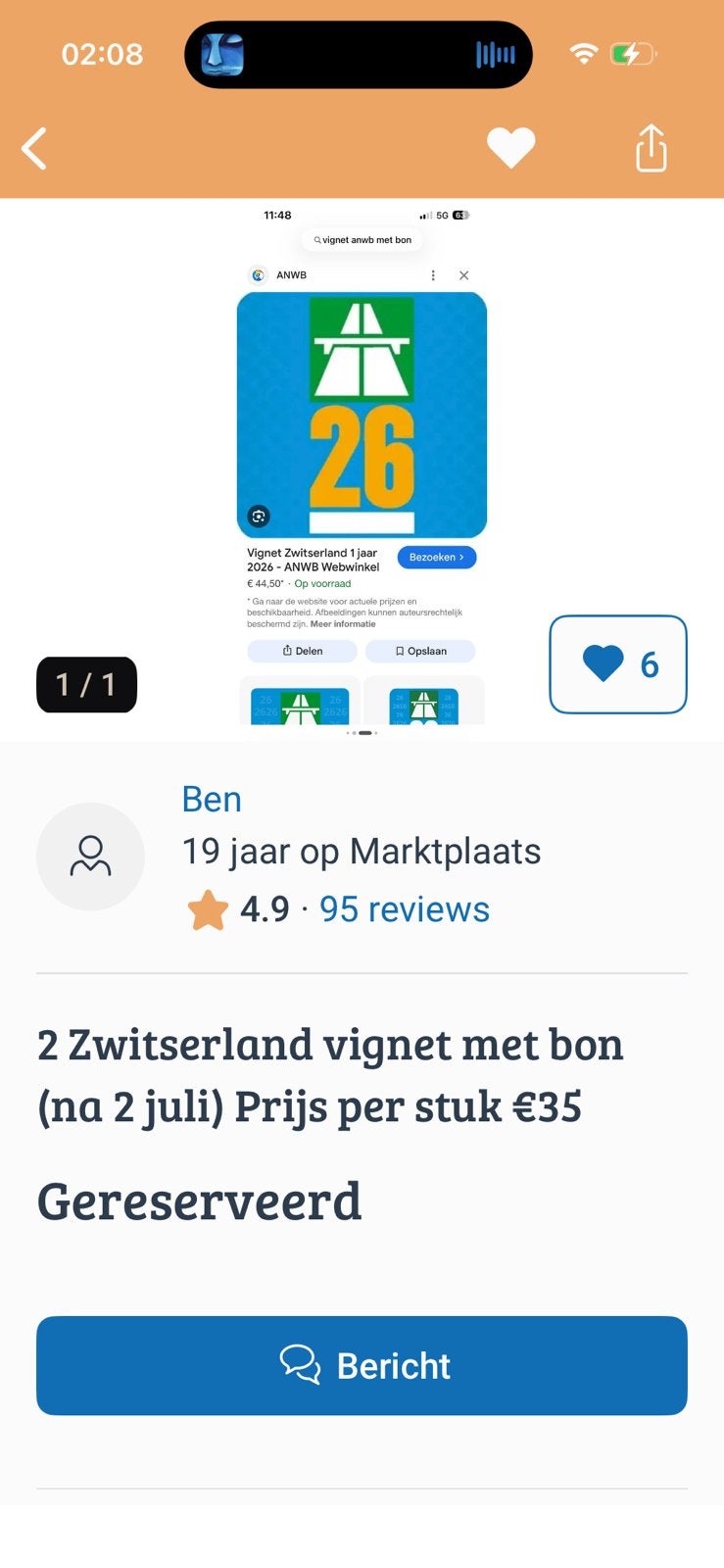 Zwitserland 2026 vignet 2 x met bon, Tickets en Kaartjes, Autovignetten, Drie personen of meer