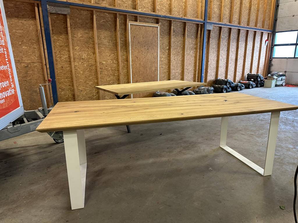 Massief eiken tafel 240x100, Ophalen, 100 tot 150 cm, Eikenhout, Vijf personen of meer