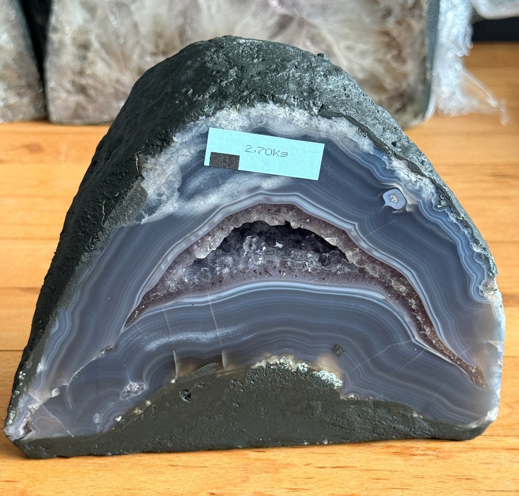 Prachtige Agaat Geode met Amethist, Verzamelen, Mineralen en Fossielen, Ophalen of Verzenden, Mineraal