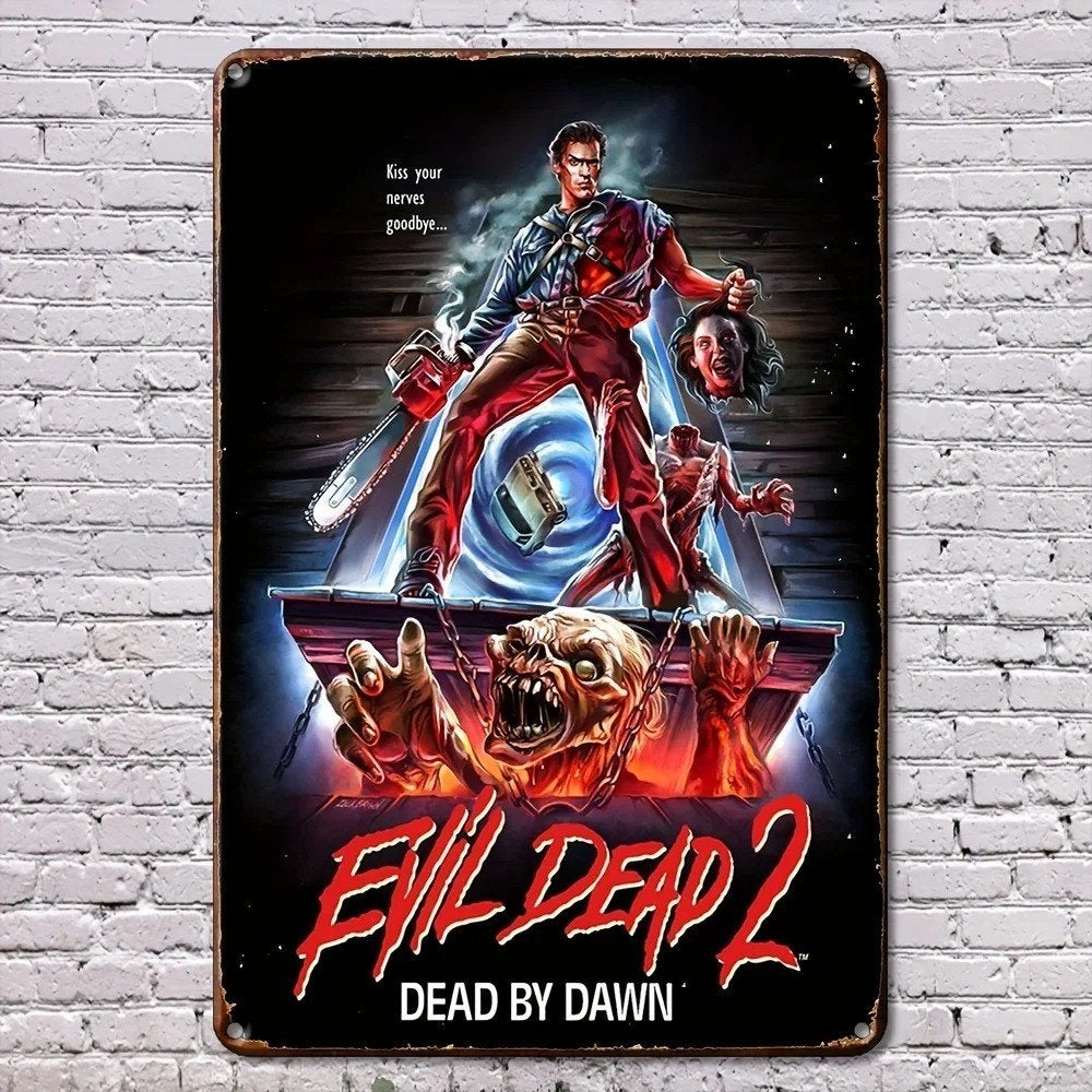 Vintage metalen bordje Evil Dead 2 (30x20cm), Ophalen of Verzenden, Nieuw, Film, Overige typen