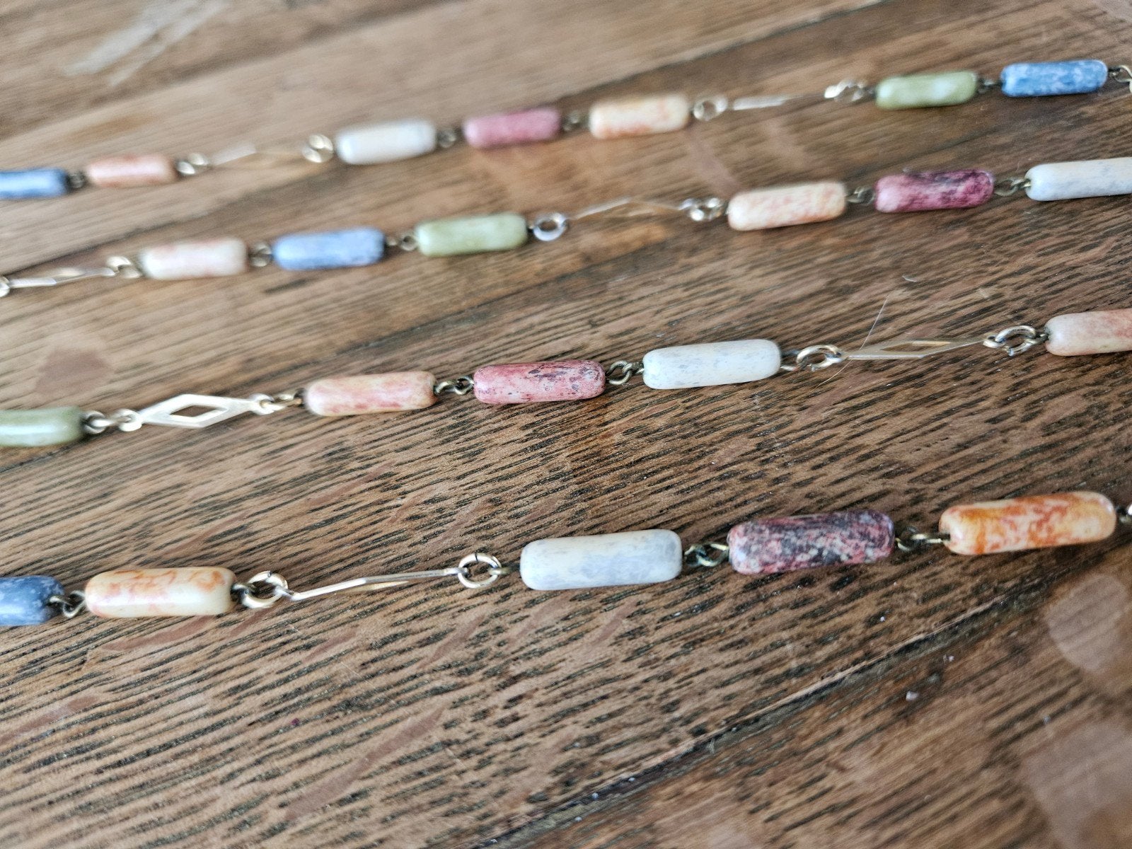 2 Vintage Boho Kettingen van Natuursteen Jaren '70/'80, Ophalen of Verzenden, Zo goed als nieuw, Overige materialen
