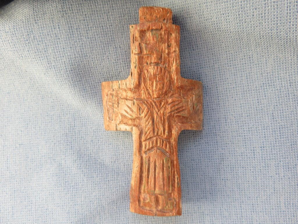 Volkskunst Byzantijns kruis in archeologisch been . 20e eeuw, Ophalen of Verzenden