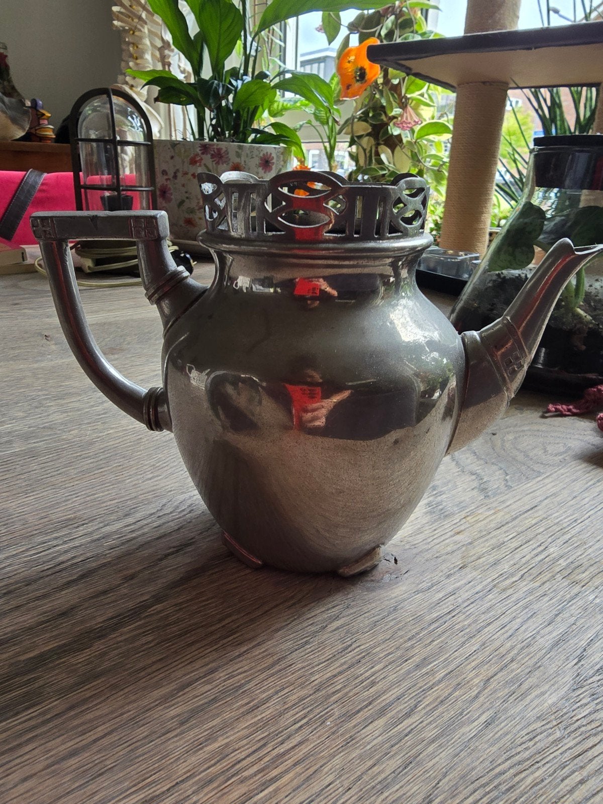 Theepot Art Deco periode tin, Ophalen of Verzenden