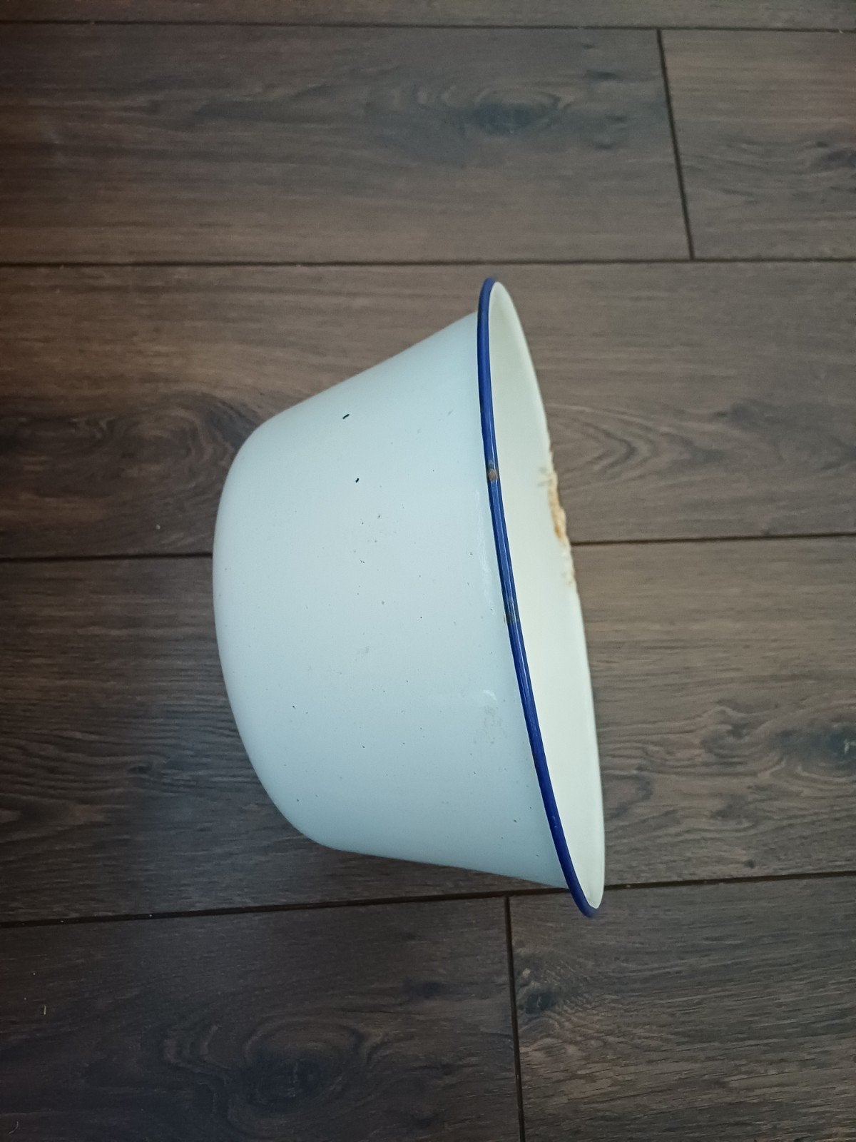 Vintage geëmailleerde kom - wit met blauwe rand, Ophalen of Verzenden