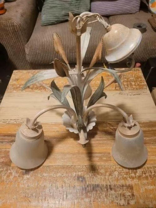 Prachtige oude bloemenlamp, Ophalen of Verzenden