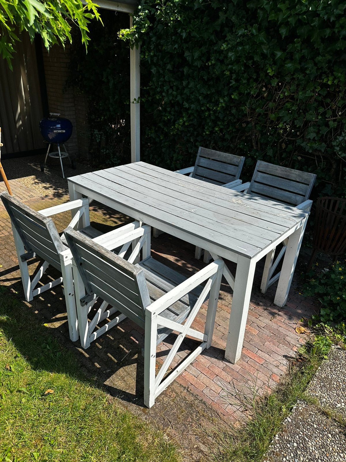 Tuintafel incl 4 stoelen GRATIS AFHALEN, Tuin en Terras, Ophalen, 4 zitplaatsen, Gebruikt, Eettafel