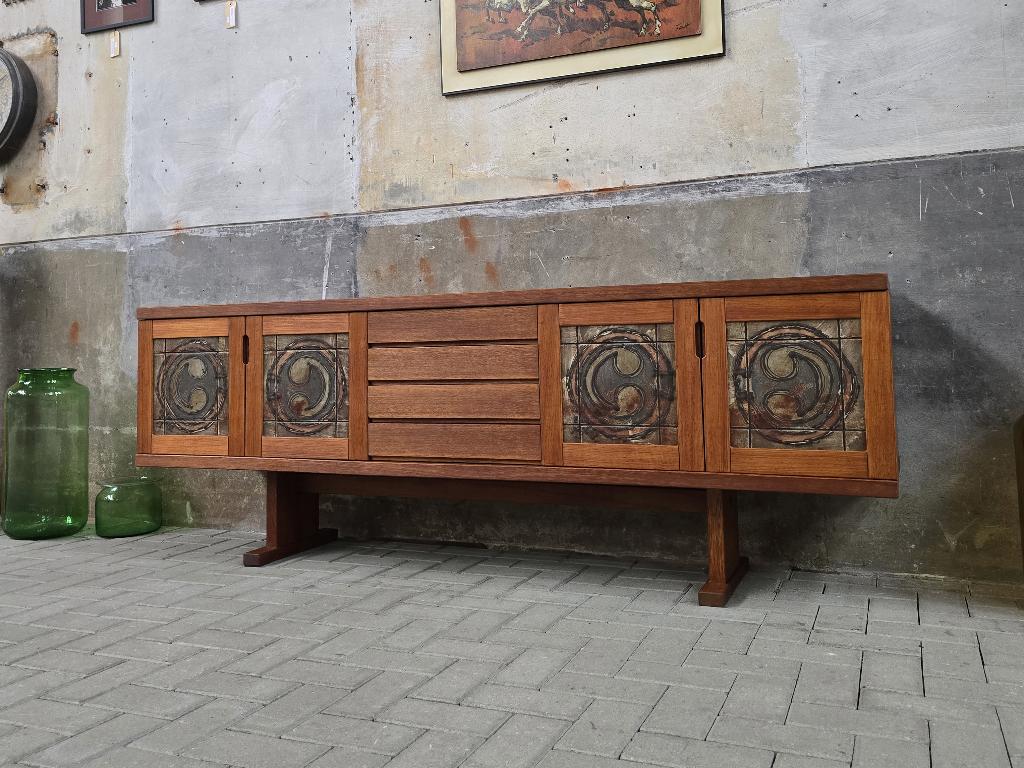 Mid Century Deens Design Lowboard Teak | Vintage Dressoir, Huis en Inrichting, Kasten | Dressoirs, Gebruikt, Met deur(en), Ophalen of Verzenden