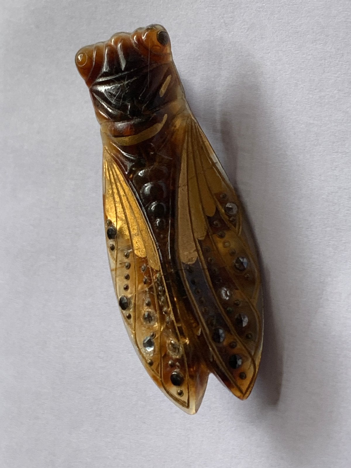 Antieke art deco broche krekel, cigale, bakeliet / celluloid, Verzenden, Overige materialen, Broche