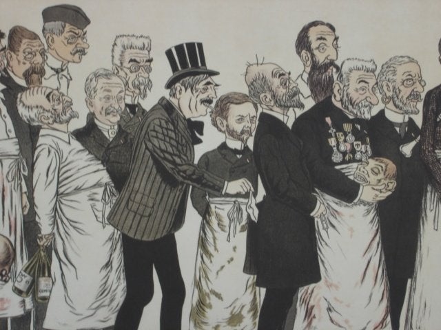 Antieke kleuren litho Adrien Barrère. [1877-1931] spotprent, Antiek en Kunst, Kunst | Litho's en Zeefdrukken, Ophalen of Verzenden