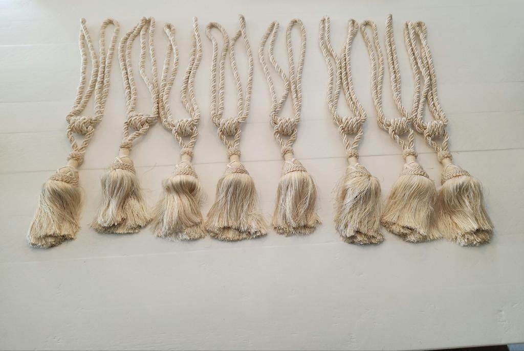 8 Embrasses / Kwasten voor Gordijnen - Crème/Beige, Ophalen of Verzenden, Gebruikt, Crème, Minder dan 100 cm