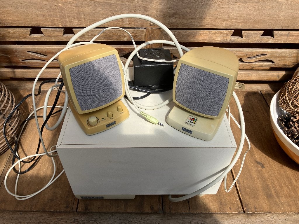 Vintage Altec Lansing ACS340 2.1 PC Speakerset met Subwoofer, Ophalen of Verzenden, Gebruikt, Audiokanaal 2.1