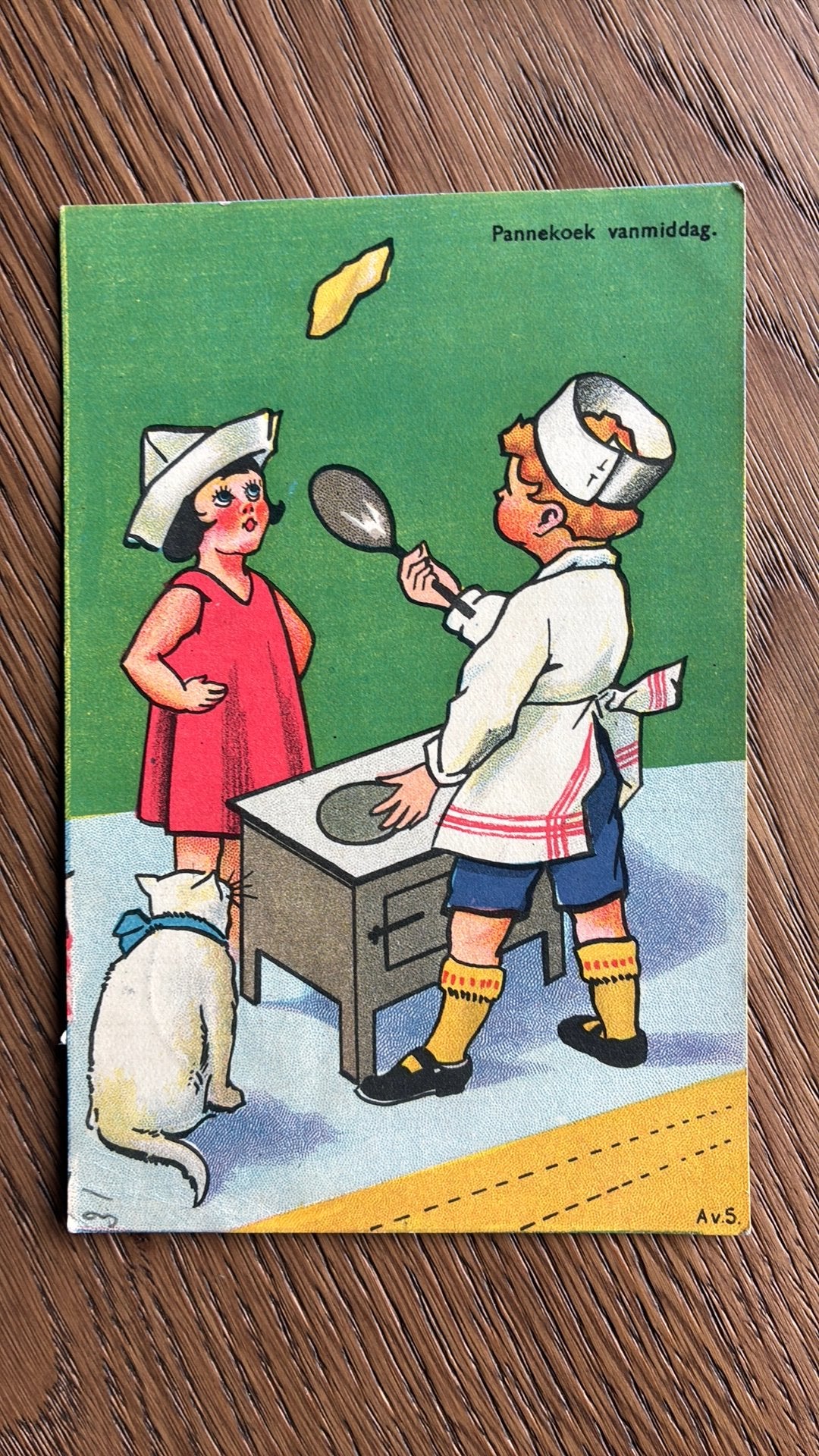 Kinderkaart. Pannekoek vanmiddag?, Ophalen of Verzenden, 1920 tot 1940, Gelopen, Kinderen