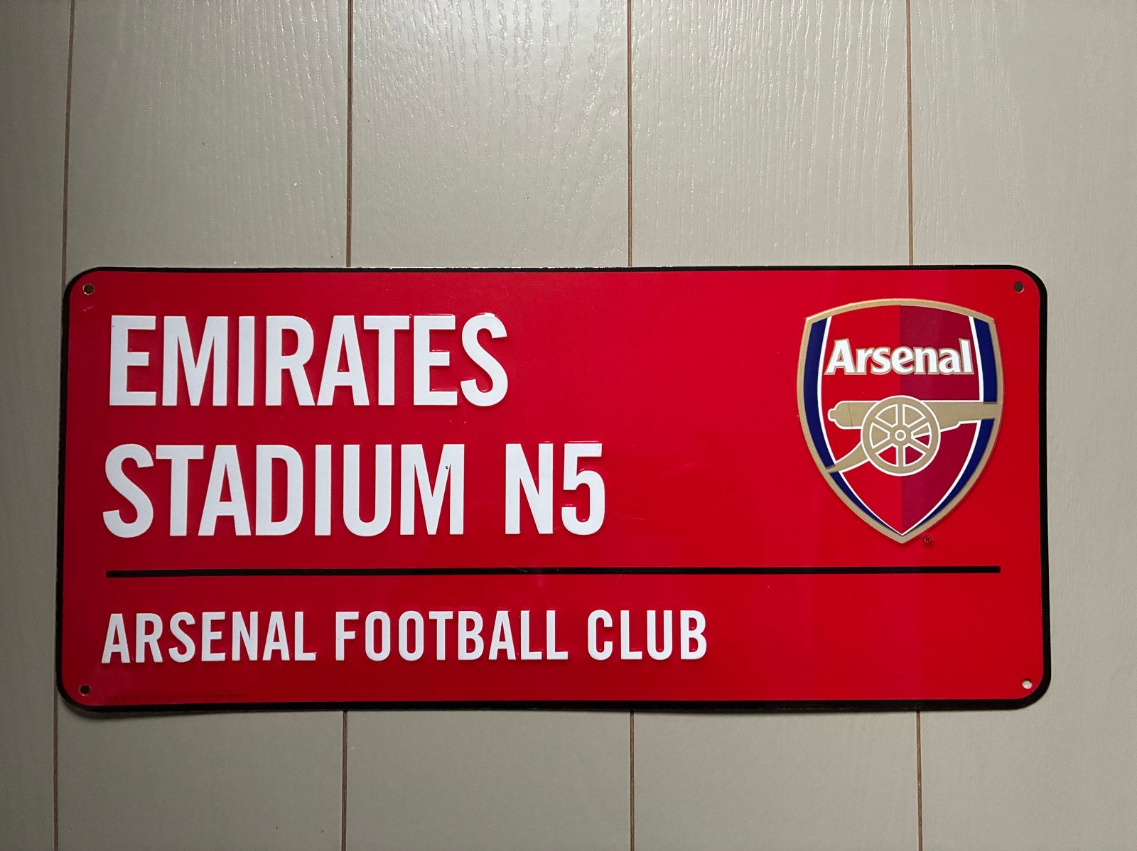 Arsenal Emirates Stadium N5 metalen bord 2013, Ophalen of Verzenden, Gebruikt, Buitenlandse clubs, Overige typen