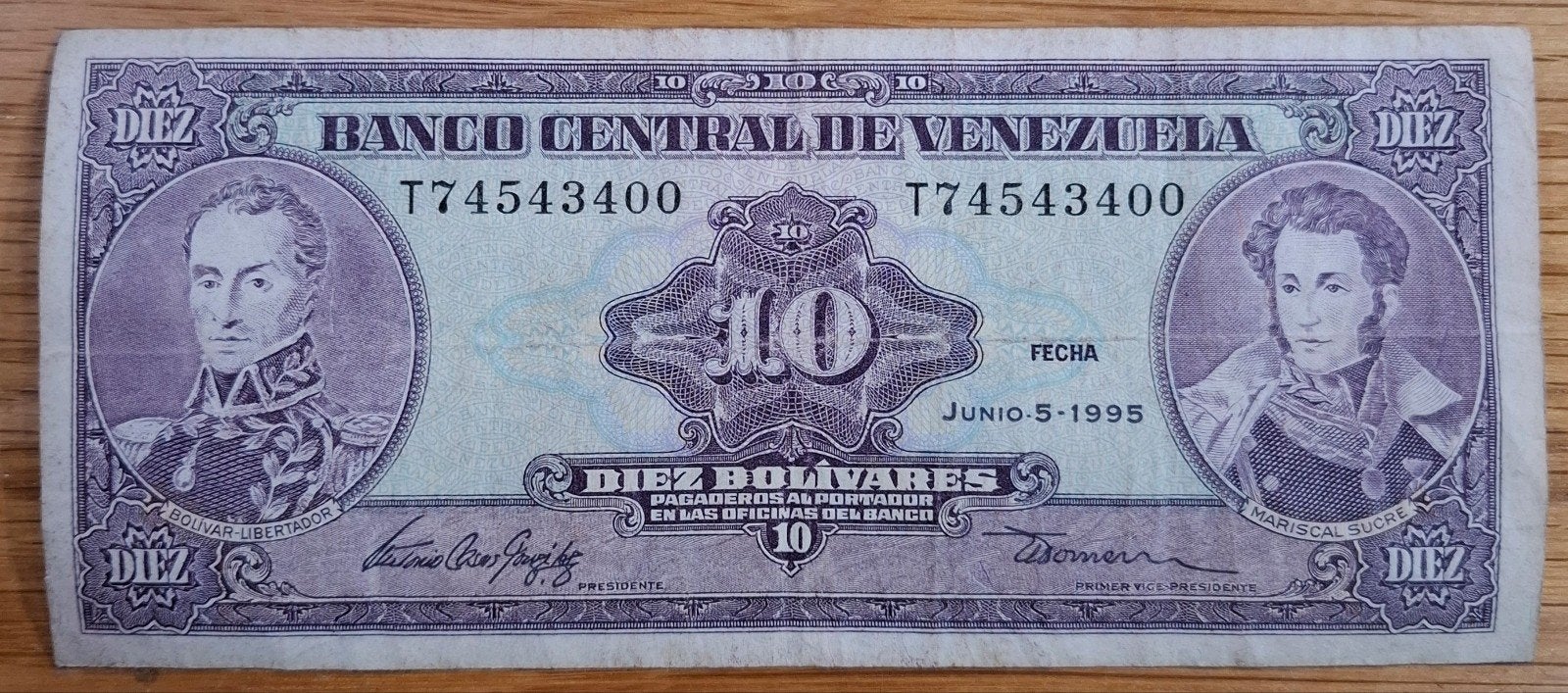 18a# Venezuela 10 Bolivares 1995 P61, Ophalen of Verzenden, Zuid-Amerika