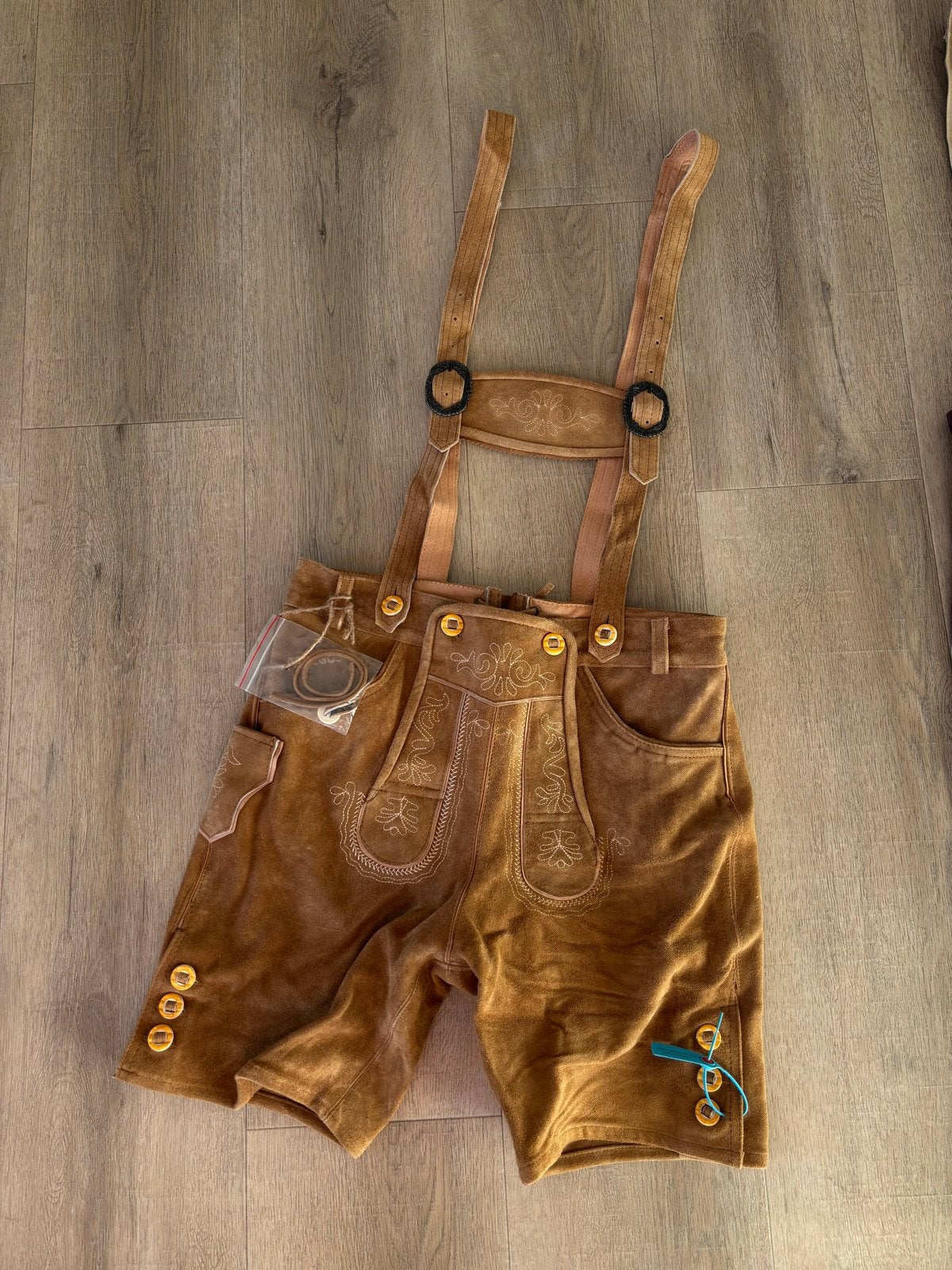 Lederhose Maat 50 (M/L) - Leer, Kleding | Dames, Maat 46/48 (XL) of groter, Ophalen of Verzenden, Zo goed als nieuw, Bruin