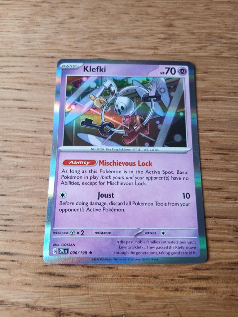 Klefki Pokémon Kaart (096/198) - Zeldzaam Foil, Ophalen of Verzenden, Zo goed als nieuw, Losse kaart, Foil