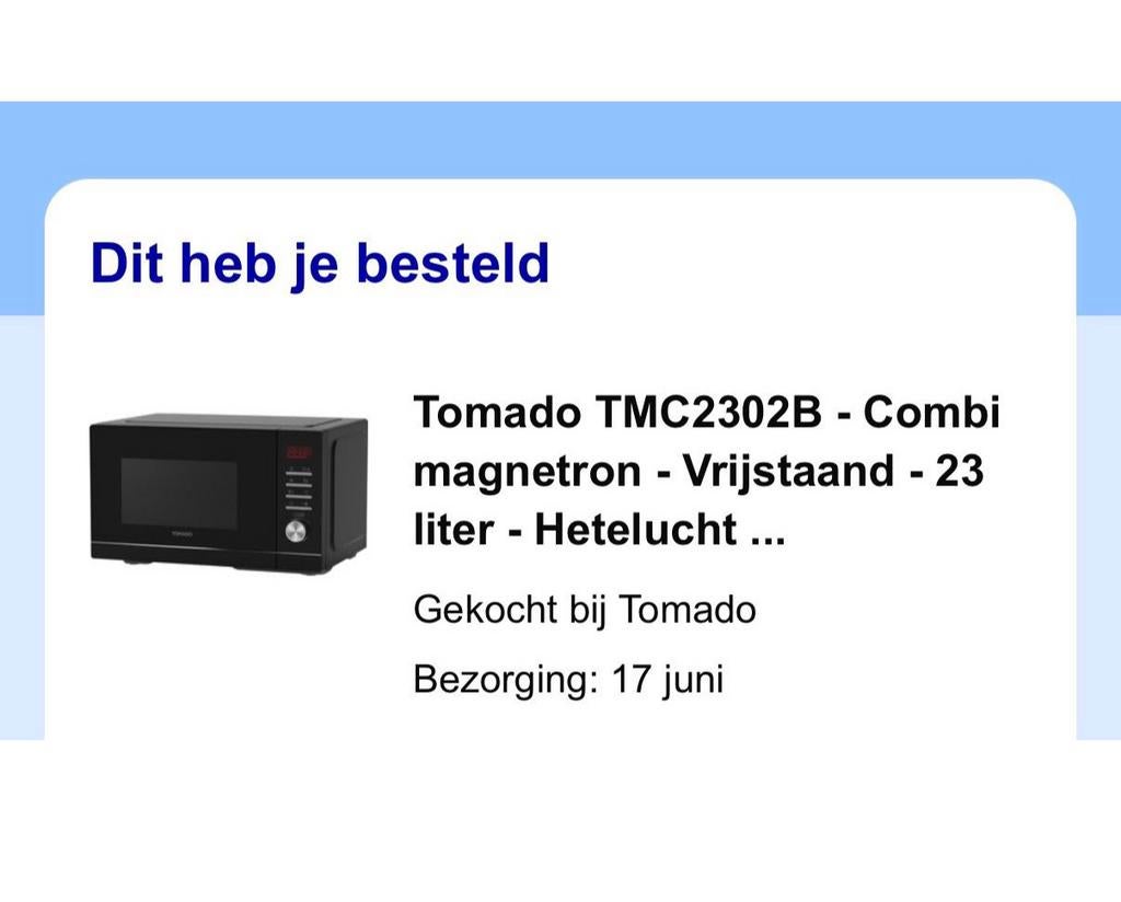 Tomado magnetron/oven zgan 1 jaar oud, Ophalen, Zo goed als nieuw