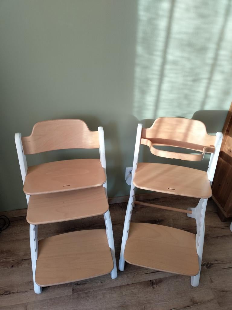 Schilte wit houten Dapper meegroeistoel als Tripp trap, Ophalen, Gebruikt, Meegroeistoel