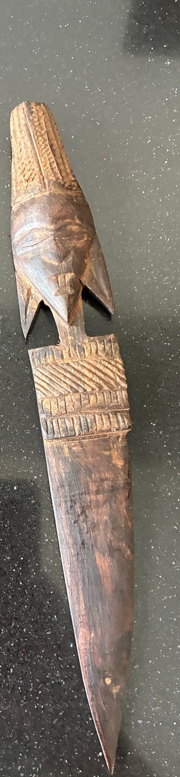 Handgesneden houten briefopener in Afrikaanse tribale stijl, Overige onderwerpen, Houtsnijwerk, Ophalen of Verzenden, Handgemaakt