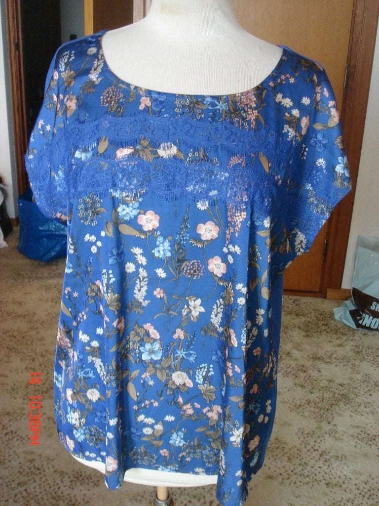 Taifun blauwe top/ shirt bloem 42, Blauw, Maat 42/44 (L), Ophalen of Verzenden, Zo goed als nieuw