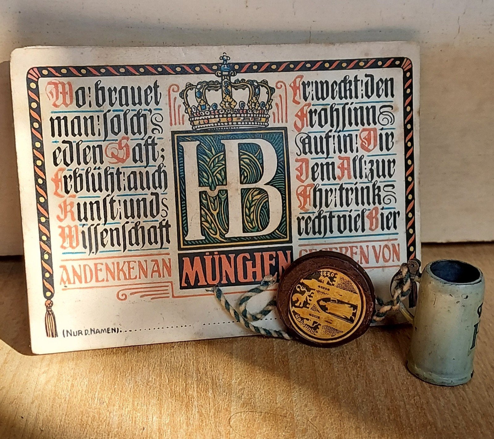 kaart "Gruss aus dem Kgl. Hofbräuhaus München"., Ophalen, Zo goed als nieuw, Reclamebord, Plaat of Schild, Overige merken