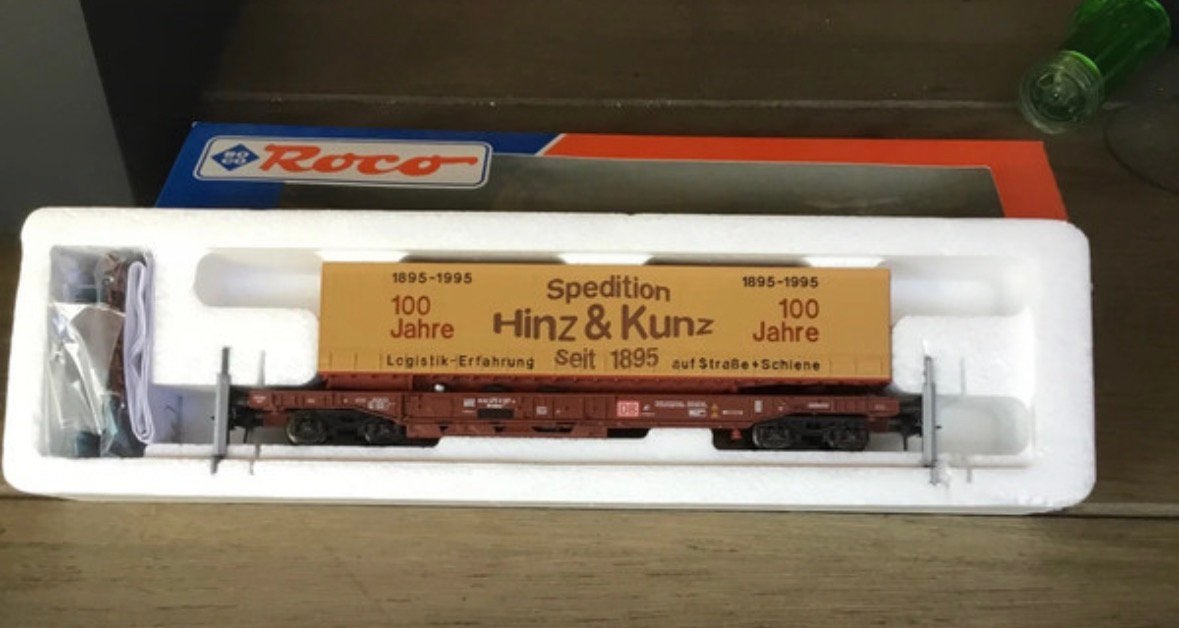 Roco 46568 Taschenwagen DB met oplegger Hinz & Kunz, Hobby en Vrije tijd, Gelijkstroom, Wagon, Ophalen of Verzenden, Zo goed als nieuw