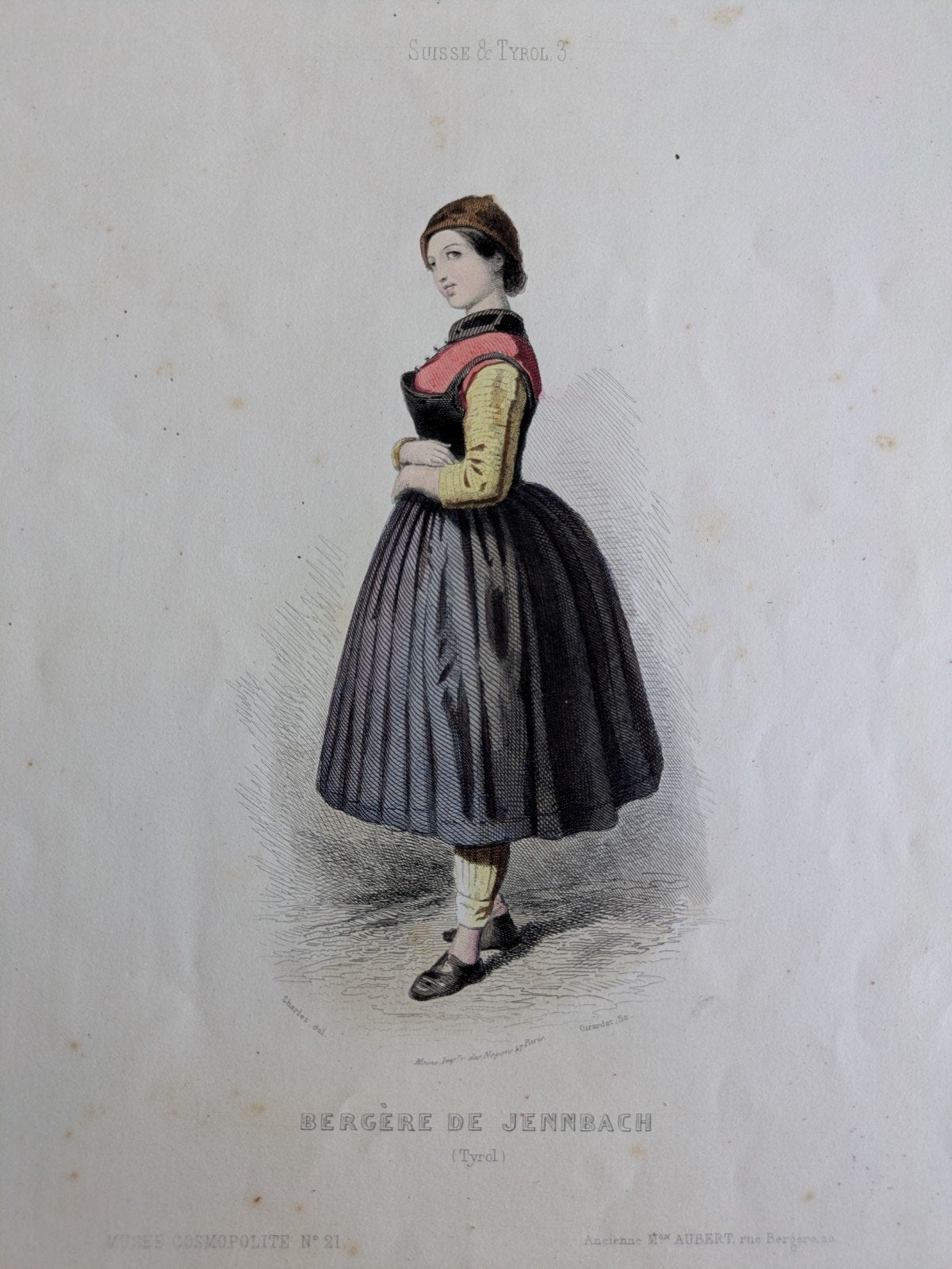 Tyroler herderin 1853. M.Aubert, Ophalen of Verzenden