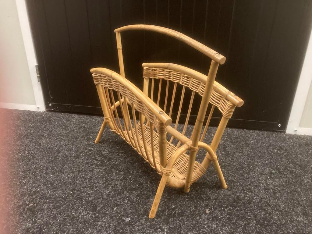 Vintage rotan lectuur of LP bak, Ophalen of Verzenden