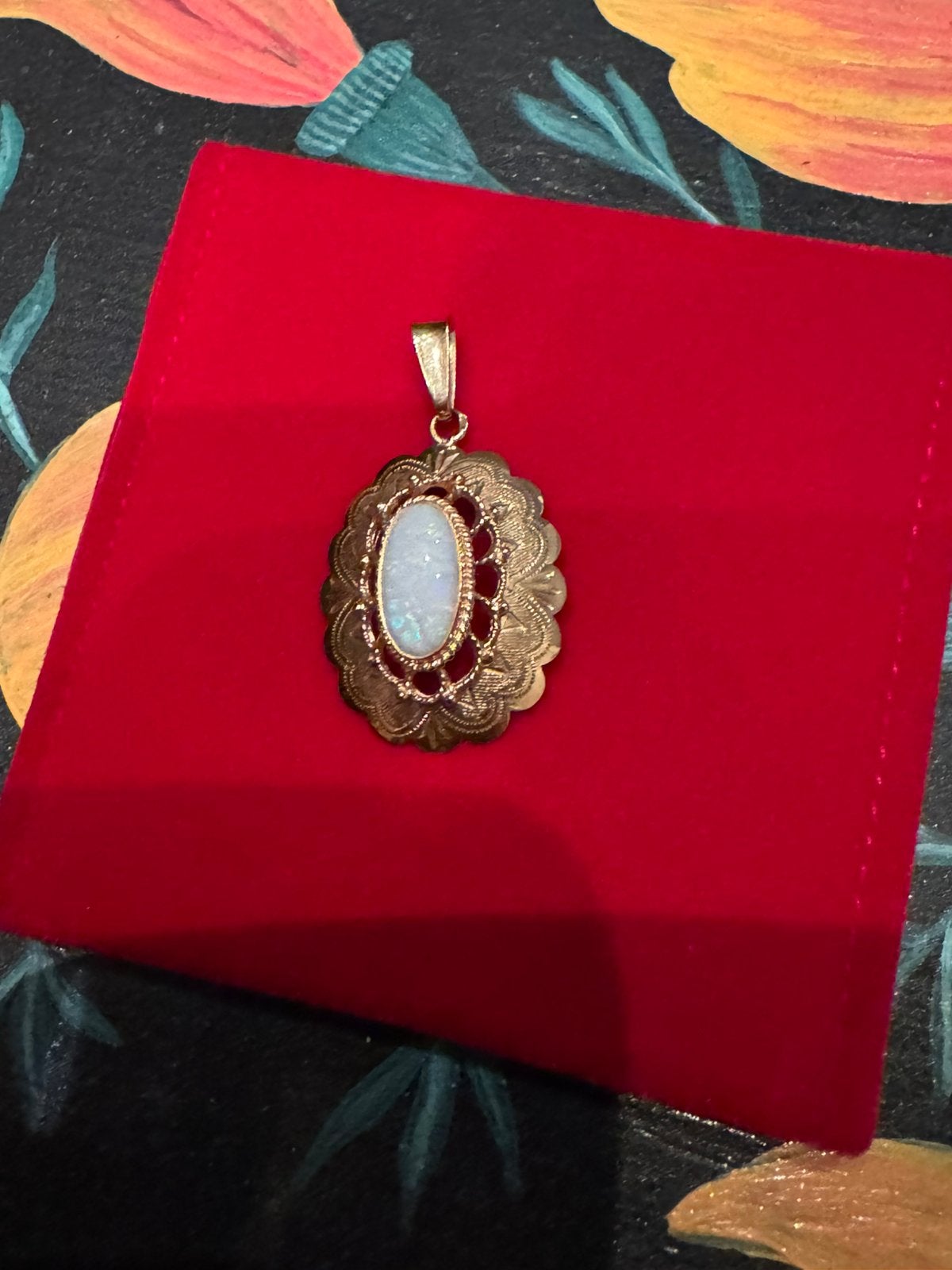 Vintage 14 karaat gouden opaal hanger, Ophalen of Verzenden, Zo goed als nieuw, Goud