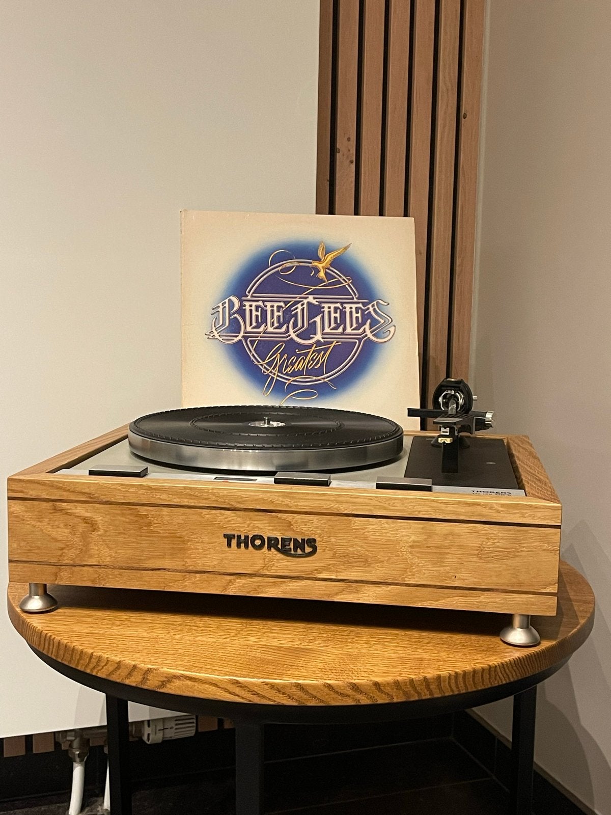 Thorens TD 125 MK II met nieuwe eikenhouten plint, Ophalen of Verzenden, Refurbished, Platenspeler, Thorens