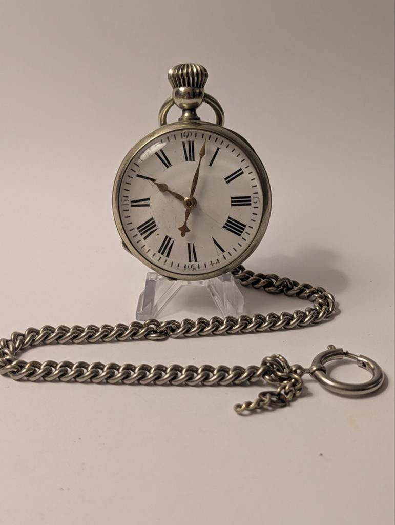 Antiek Zakhorloge met Ketting - RossKopf Patent, Sieraden, Tassen en Uiterlijk, Horloges | Antiek, Overige merken, Overige materialen