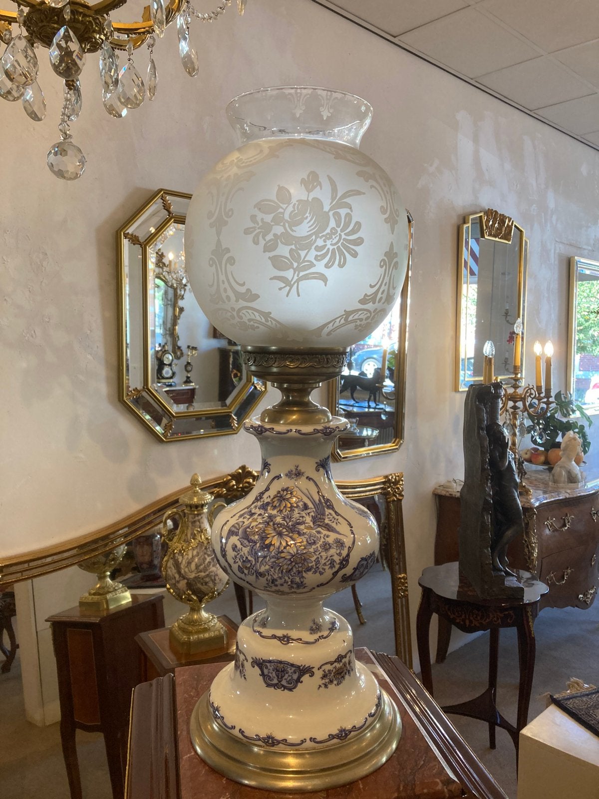 Prachtige antieke staande lamp 65 cm hoog, Ophalen