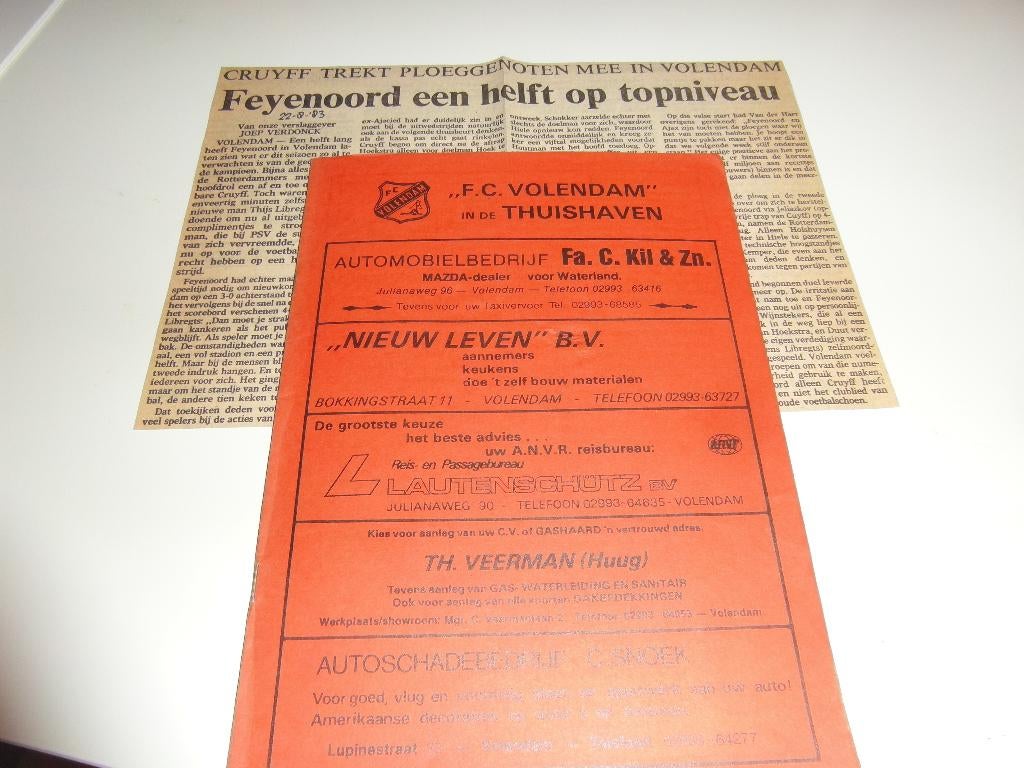 voetbal programma volendam fc feyenoord 21 aug 1983, Ophalen of Verzenden, Zo goed als nieuw, Feyenoord, Boek of Tijdschrift