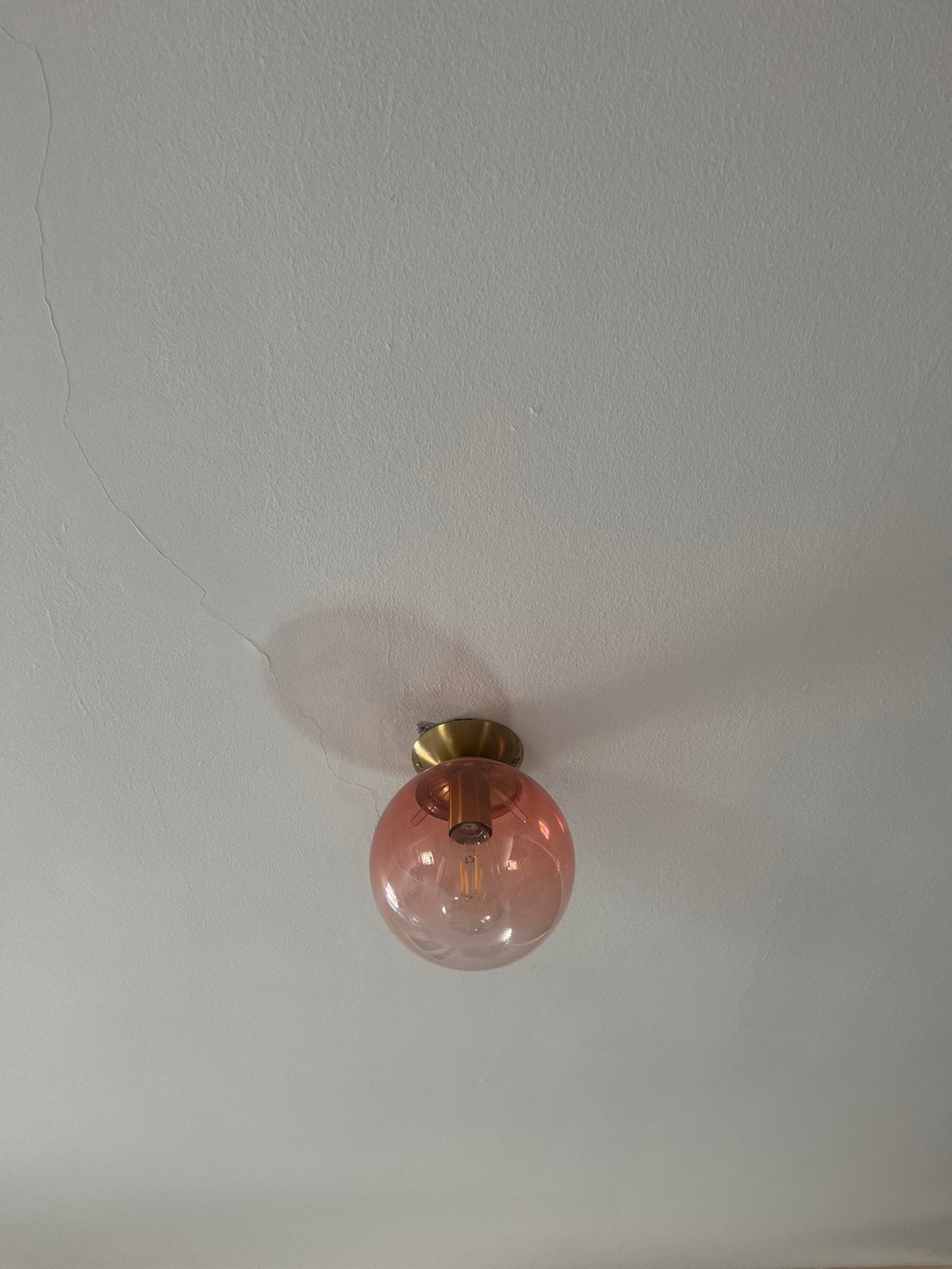 Plafondlamp setje - Zo goed als nieuw - Donker zalm/licht, Huis en Inrichting, Ophalen, Plafondlamp, Oranje, Glas