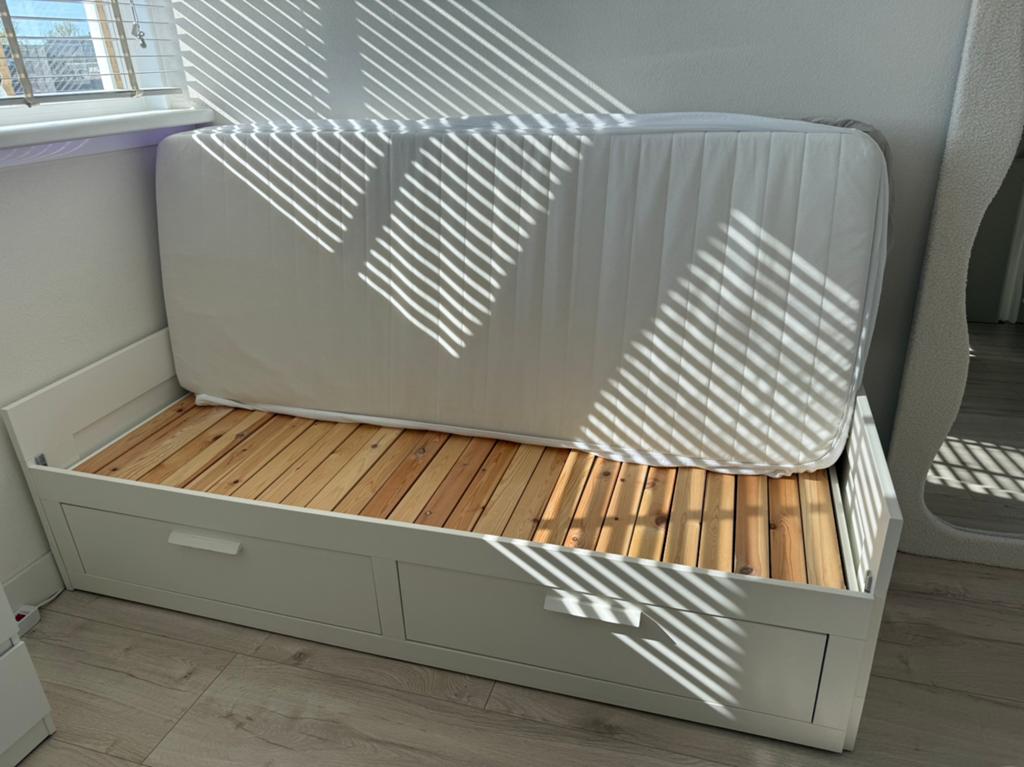 IKEA Hemnes Bedbank met 2 lades - Wit, Ophalen, Gebruikt, Wit, Tweepersoons