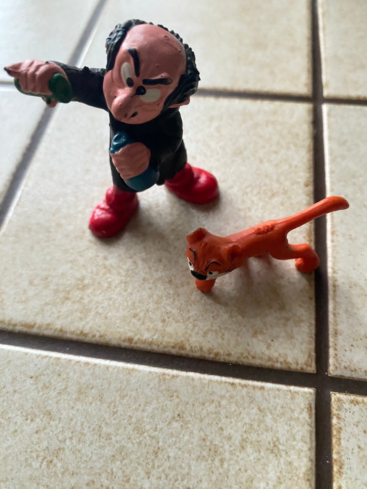 Vintage pvc figuren 1978 Gargamel en kat Azrael van smurfen, Ophalen of Verzenden, Zo goed als nieuw, Verschillende Smurfen