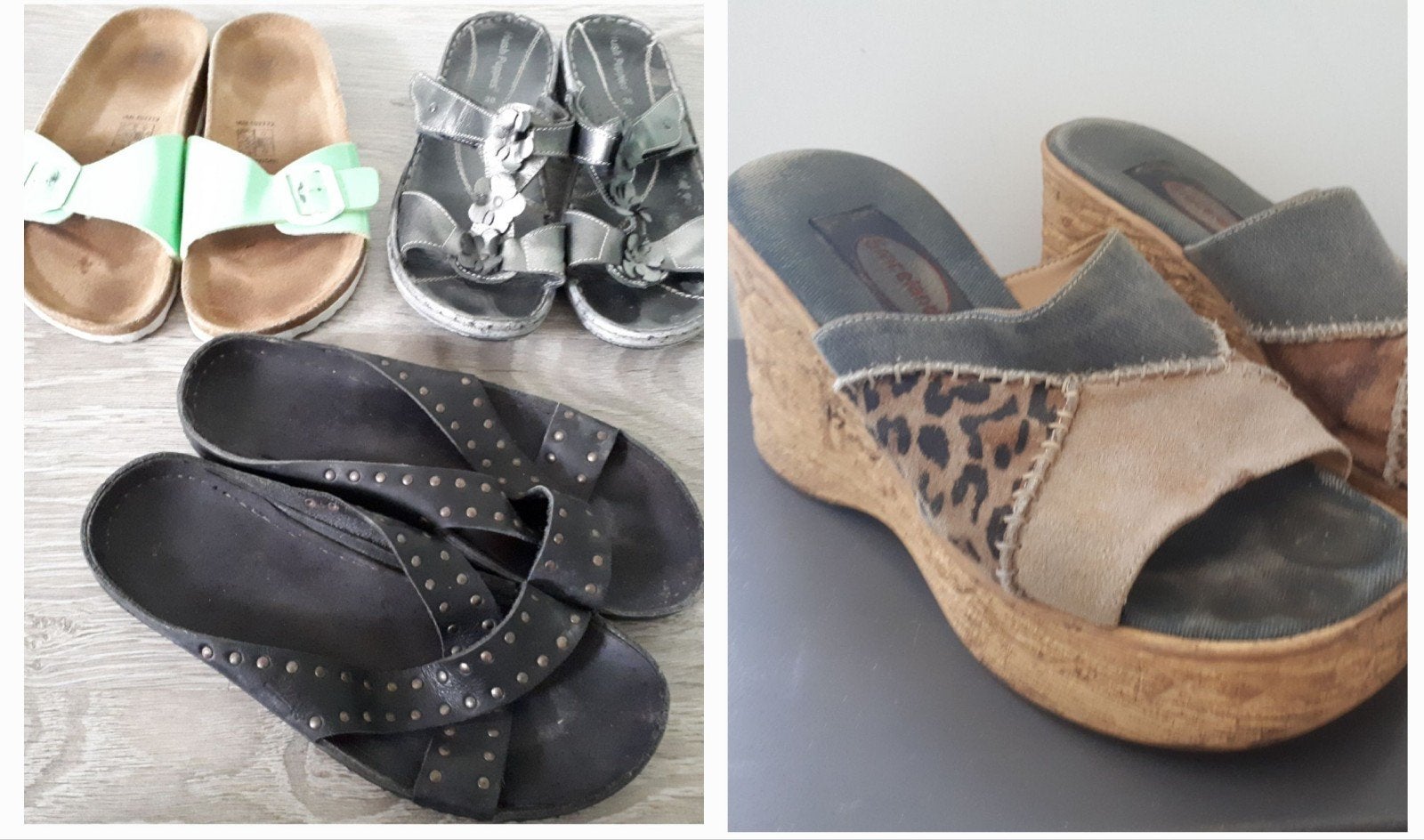 Zomer slippers, maat 38. O.a. Hush Puppies, sleehakken, Slippers, Zwart, Ophalen of Verzenden, Gedragen