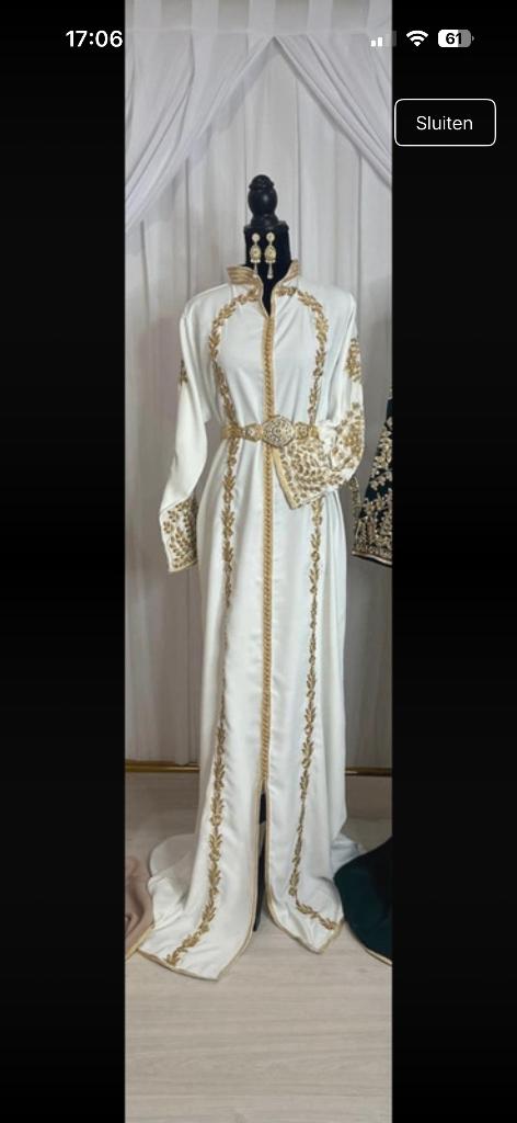 Marokkaanse jurk, kaftan, caftan, lebsa, takshita, Maat 38/40 (M), Overige typen, Wit, Nieuw